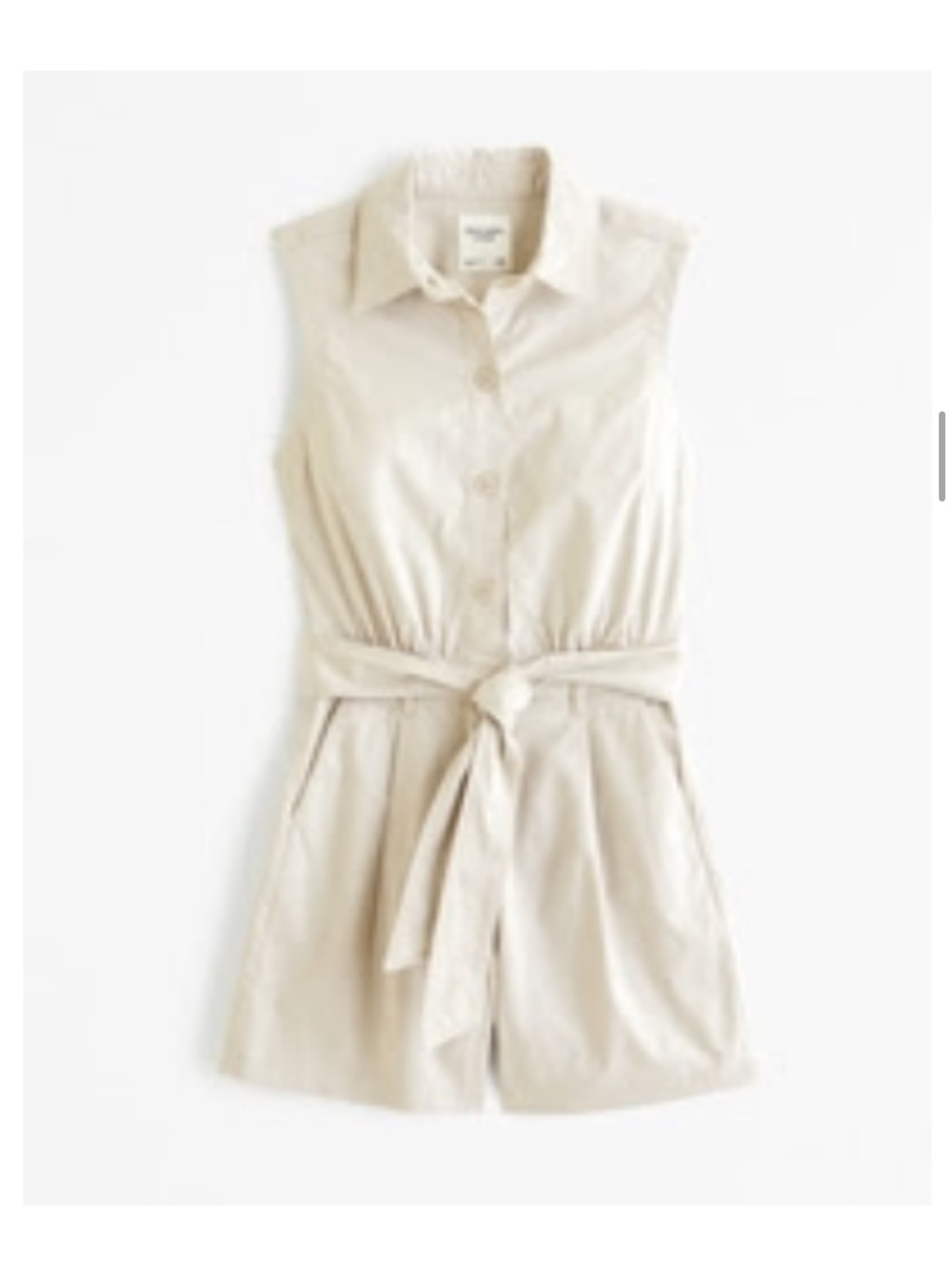 Abercrombie & Fitch Neutral Beige Button-Up Romper